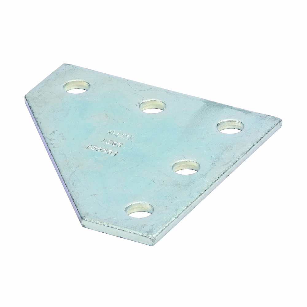 Eaton B-Line series corner plate, 5.37" H x 5.37" L x 1.62" W, Steel, Electro-plated