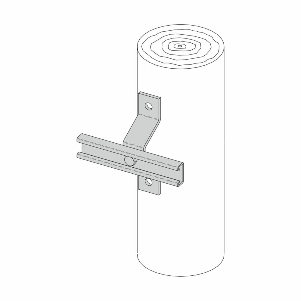 Eaton B-Line series pole bracket, 9.62" H x 12" L x 4.3750" W, Steel, Electro-plated