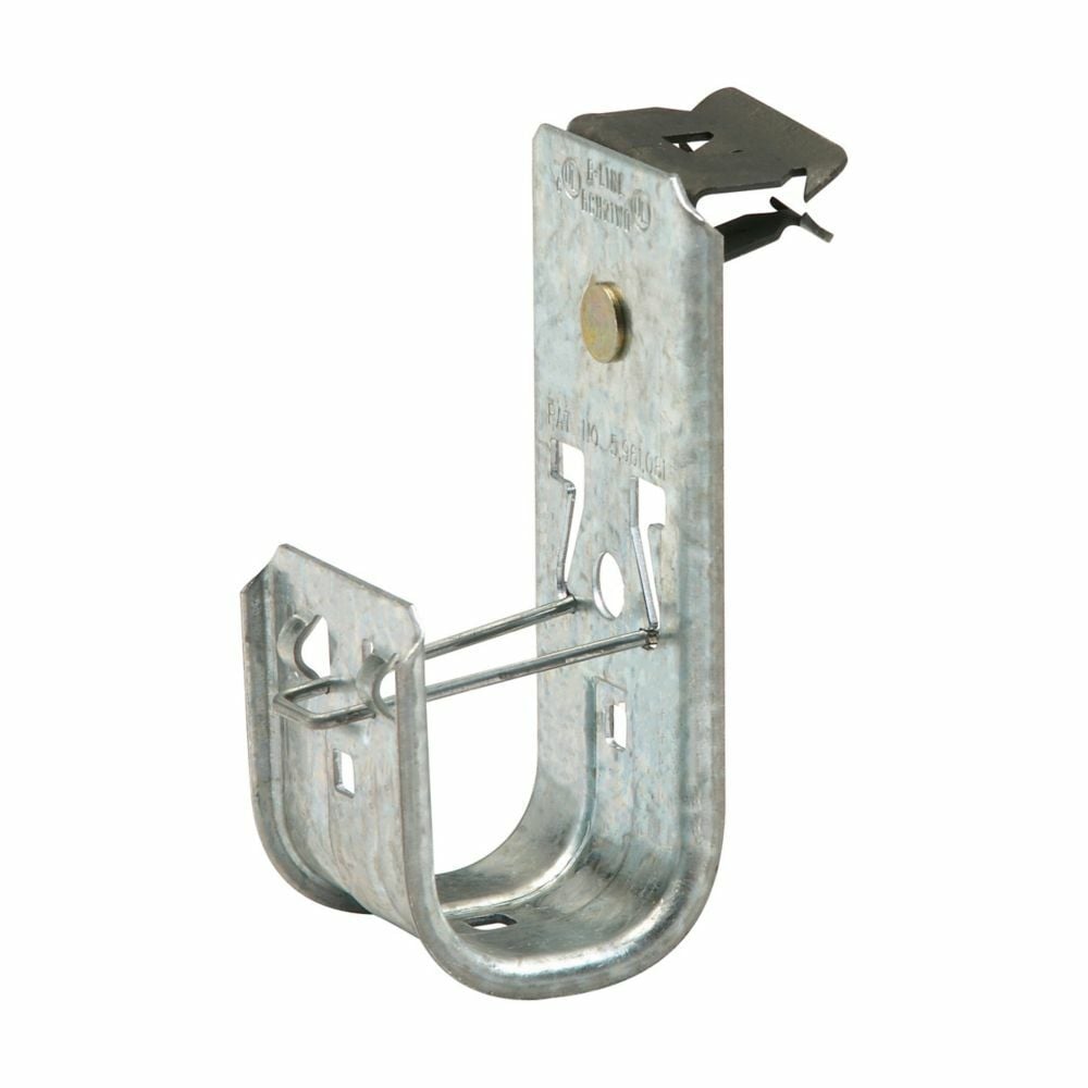 Eaton B-Line series datacomm and low voltage support fasteners, Cable to beam fastener, Beam mount, 5/16" Min flange thickness, 1/2" Max flange thickness, 3/4" Hook, 1 J-hook, Pre-galvanized, Load capacity of 30 lbs, Steel, E series