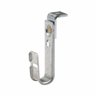 Eaton B-Line series datacomm and low voltage support fasteners, Direct attachment to structures, .265 diameter hole size, Angle bracket cable fastener, Structural mount, 1-3/4" J-hook, Pre-galvanized, Load capacity of 30 lbs, Steel