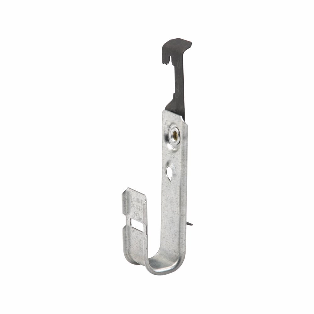 Eaton B-Line series datacomm and low voltage support fasteners, Supports cable from #12 wire thru 1/4" plain or threaded rod, Cable to wire and rod fastener, Cable mount, 3/4" Hook, 1 J-hook, Pre-galvanized, Load capacity of 25 lbs, Steel