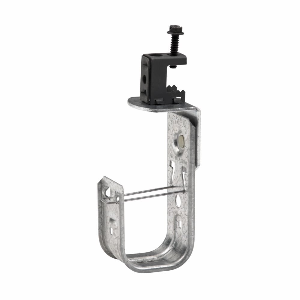 Eaton B-Line series datacomm and low voltage support fasteners, 360? rotation, Cable to beam fastener, Beam mount, 1/2" Flange thickness, 1-5/16" Hook, 1 J-hook, Pre-galvanized, Load capacity of 30 lbs, Steel