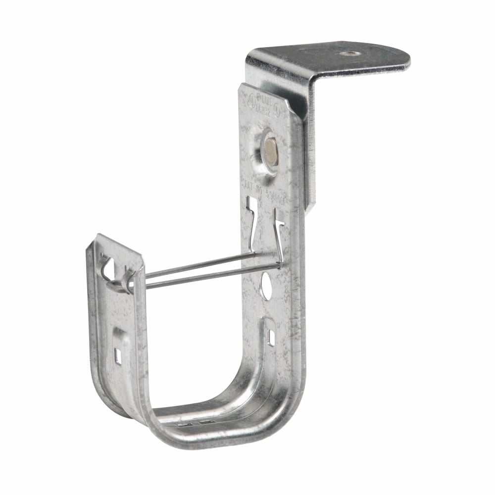 Eaton B-Line series datacomm and low voltage support fasteners, Hole size .265" diameter, Angle bracket cable fastener, Structural mount, 3/4" Hook, 1 J-hook, Pre-galvanized, Load capacity of 30 lbs, Steel