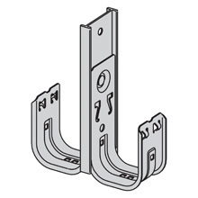 Eaton B-Line series datacomm and low voltage support fasteners, 1 Tier, 2 sided, 6-3/16" high, Double-sided multi-tier cable fasteners, Ceiling mount, 2" hook, 2 J-hooks, Pre-galvanized, Load capacity of 30 lbs, 6063-T6 aluminium