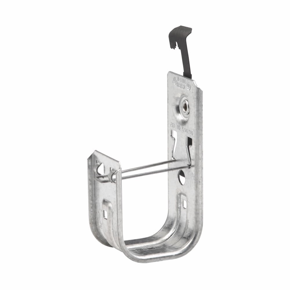 Eaton B-Line series datacomm and low voltage support fasteners, W6 series attaches to 3/8" plain or threaded rod, Cable to wire and rod fastener, Cable mount, 2" Hook, 1 J-hook, Pre-galvanized, Load capacity of 25 lbs, Steel