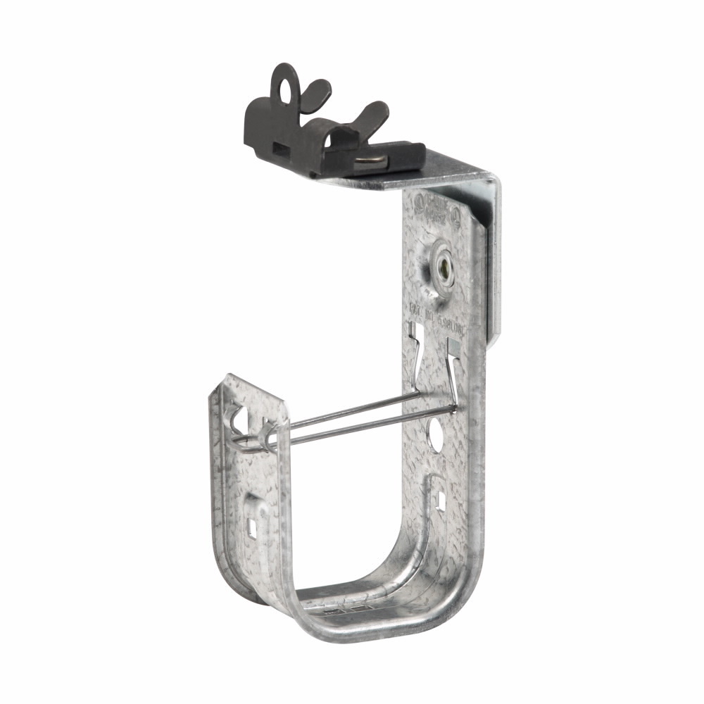 Eaton B-Line series datacomm and low voltage support fasteners, Cable to beam fastener, Beam mount, 1/8" Min flange thickness, 1/4" Max flange thickness, 4" Hook, 1 J-hook, Pre-galvanized, Load capacity of 30 lbs, Steel