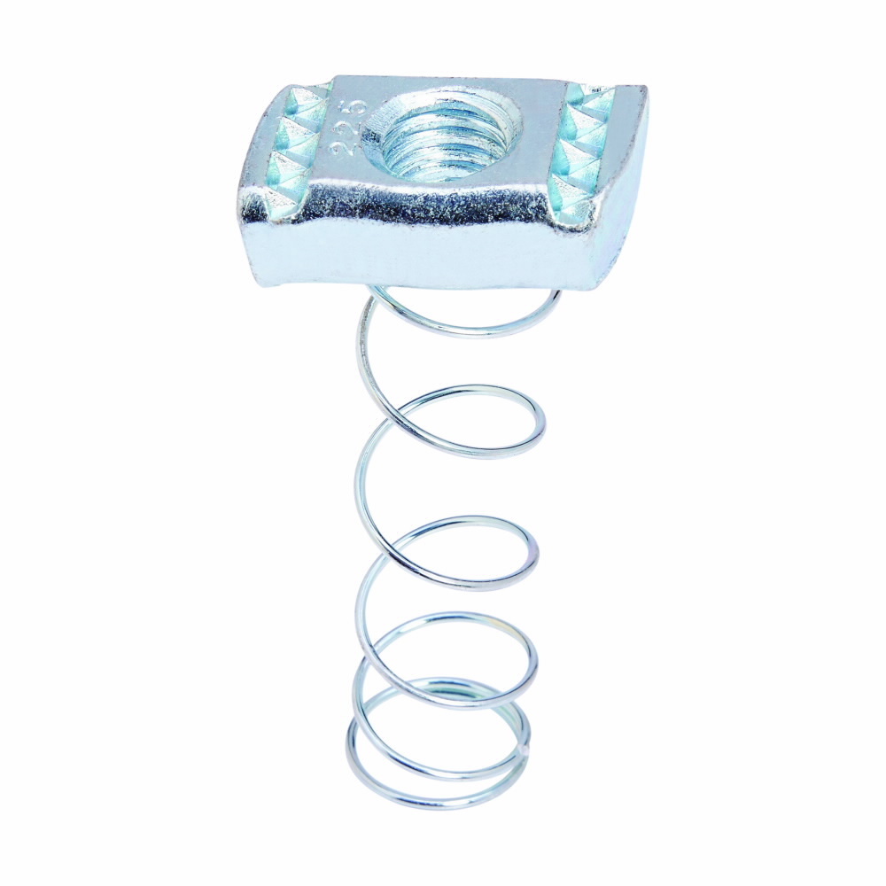 Eaton B-Line series spring nut, 0.4250" H x 0.92" L x 0.7210" W, Steel, Electro-plated, 8"-32 bolt size