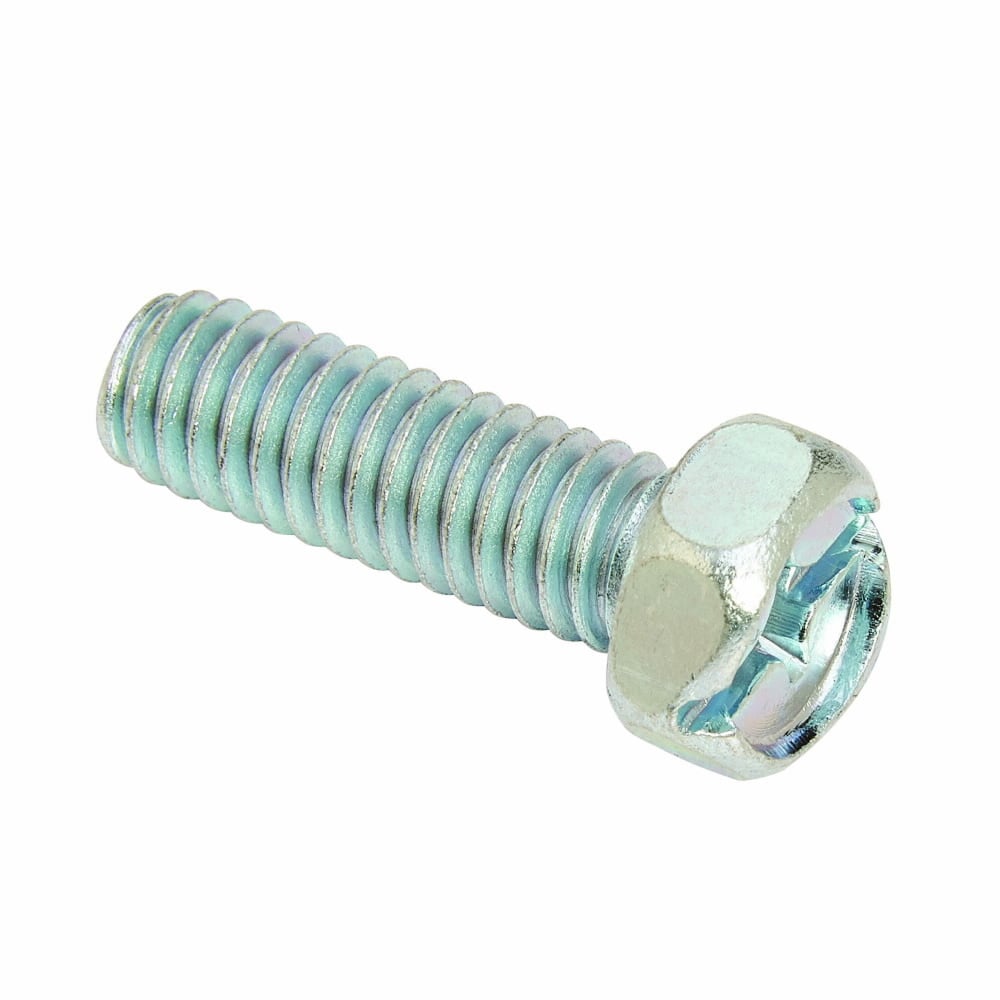 Eaton B-Line series slotted hex head machine screw, 1" H x 0.25" D, Steel, Electro-plated