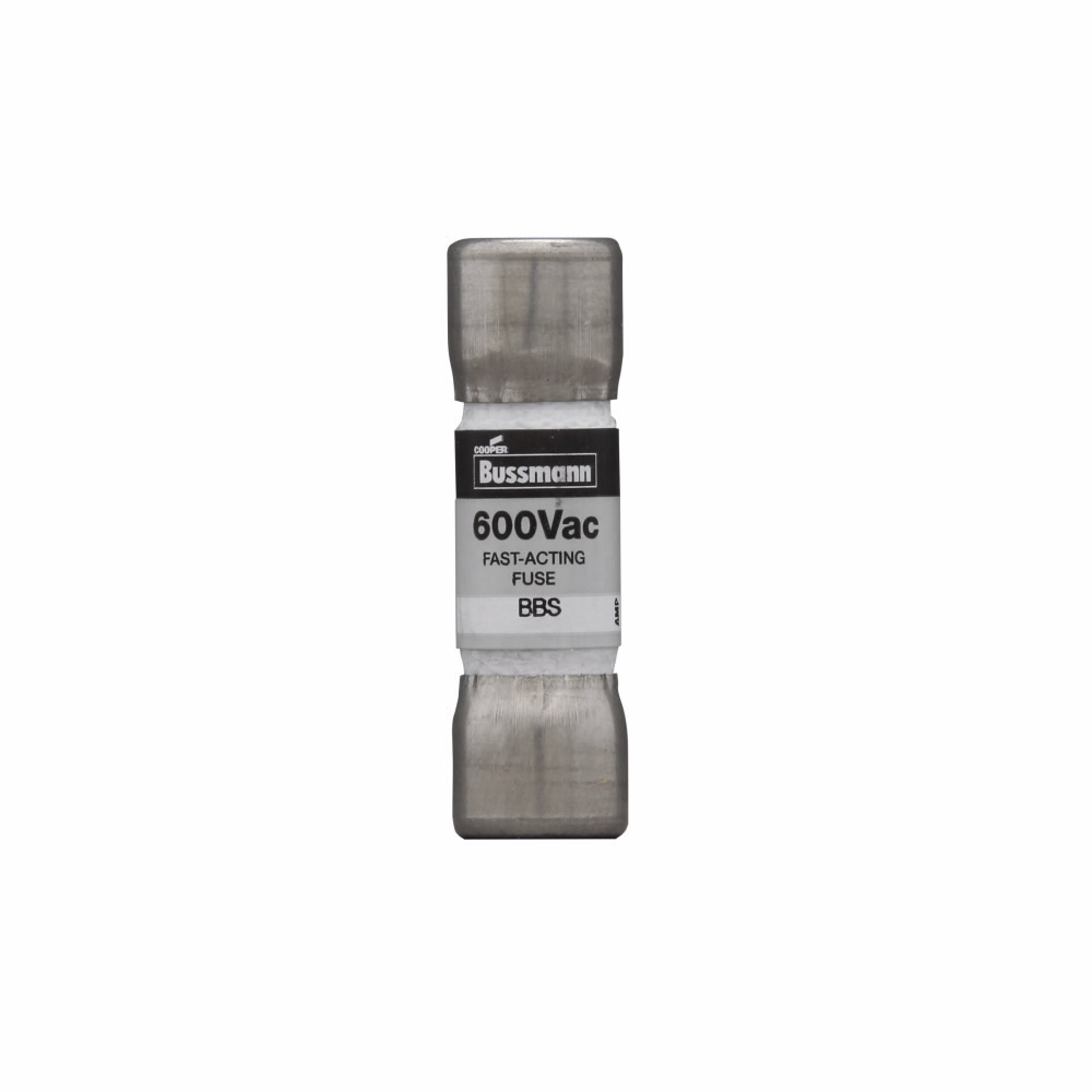 Eaton Bussmann series BBS fuse, Fast acting Midget fuse, Control circuits, gaseous vapor fixtures, HID ballasts, electronic circuits, hand-held meters, 0.2 A, Non-indicating, 10 kAIC at 600 Vac, Nickel-plated brass endcaps, Standard, 600 V