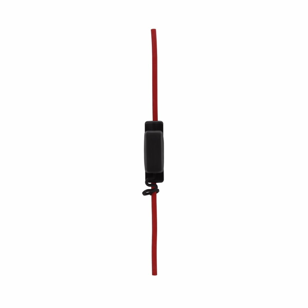 Eaton Bussmann series HHX fuse holder, Black fuse holder with cover, 32 Vdc, 60A, Non Indicating, Circuit protector, 6 AWG red lead wire, Firewall