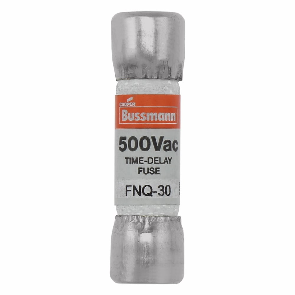 Eaton Bussmann series FNQ fuse, Time-delay Midget fuse, Motor control transformers, circuits with in-rush currents, 0.1 A, Non-indicating, Ferrule end x ferrule end, 10 kAIC at 500 Vac, Nickel-plated bronze endcap, Standard, 500 V
