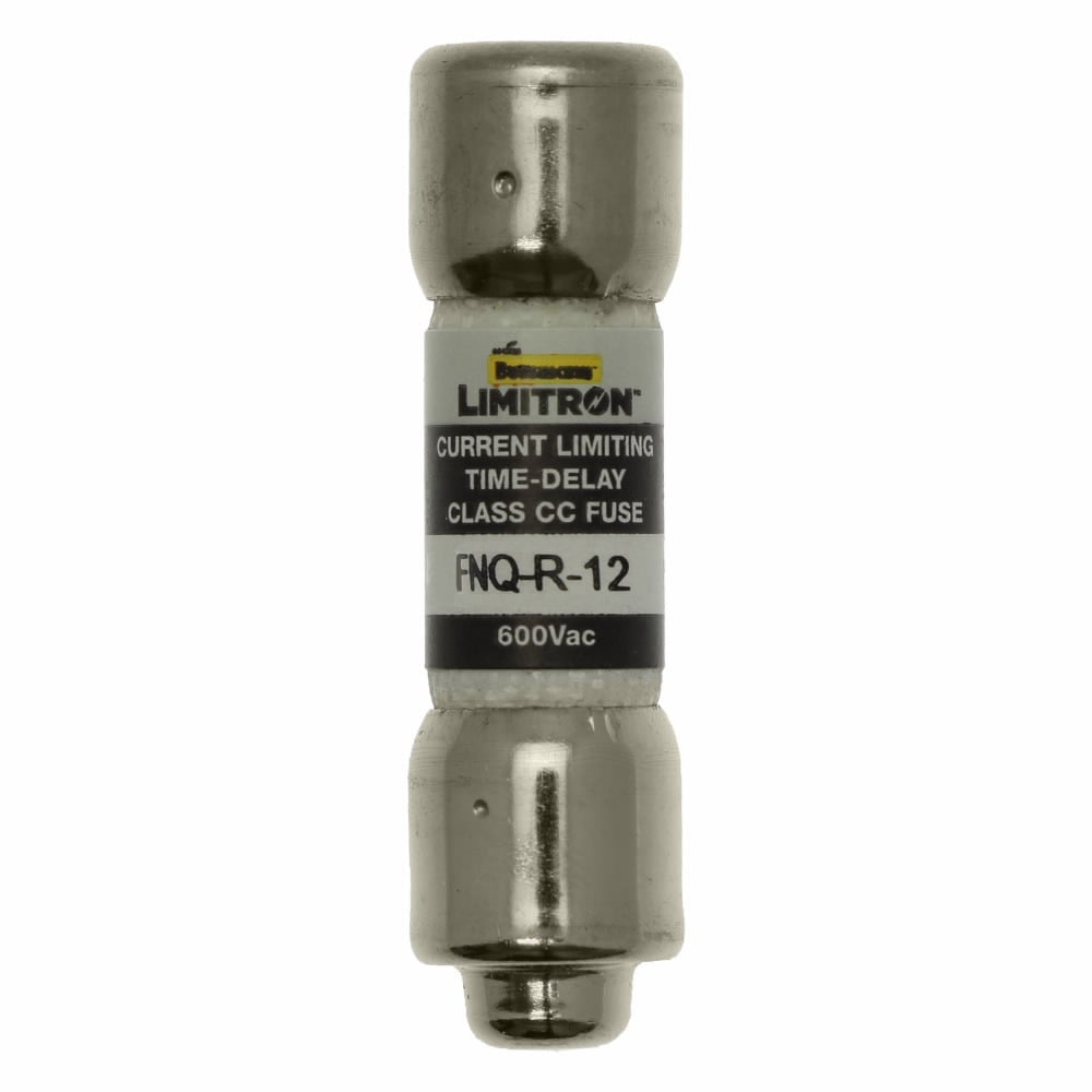 Eaton Bussmann series FNQ-R fuse, 12 A, Class CC, Non-indicating, Ferrule end x ferrule end, 12 sec at 200%, 200 kAIC, Melamine tube, Standard, 600 V