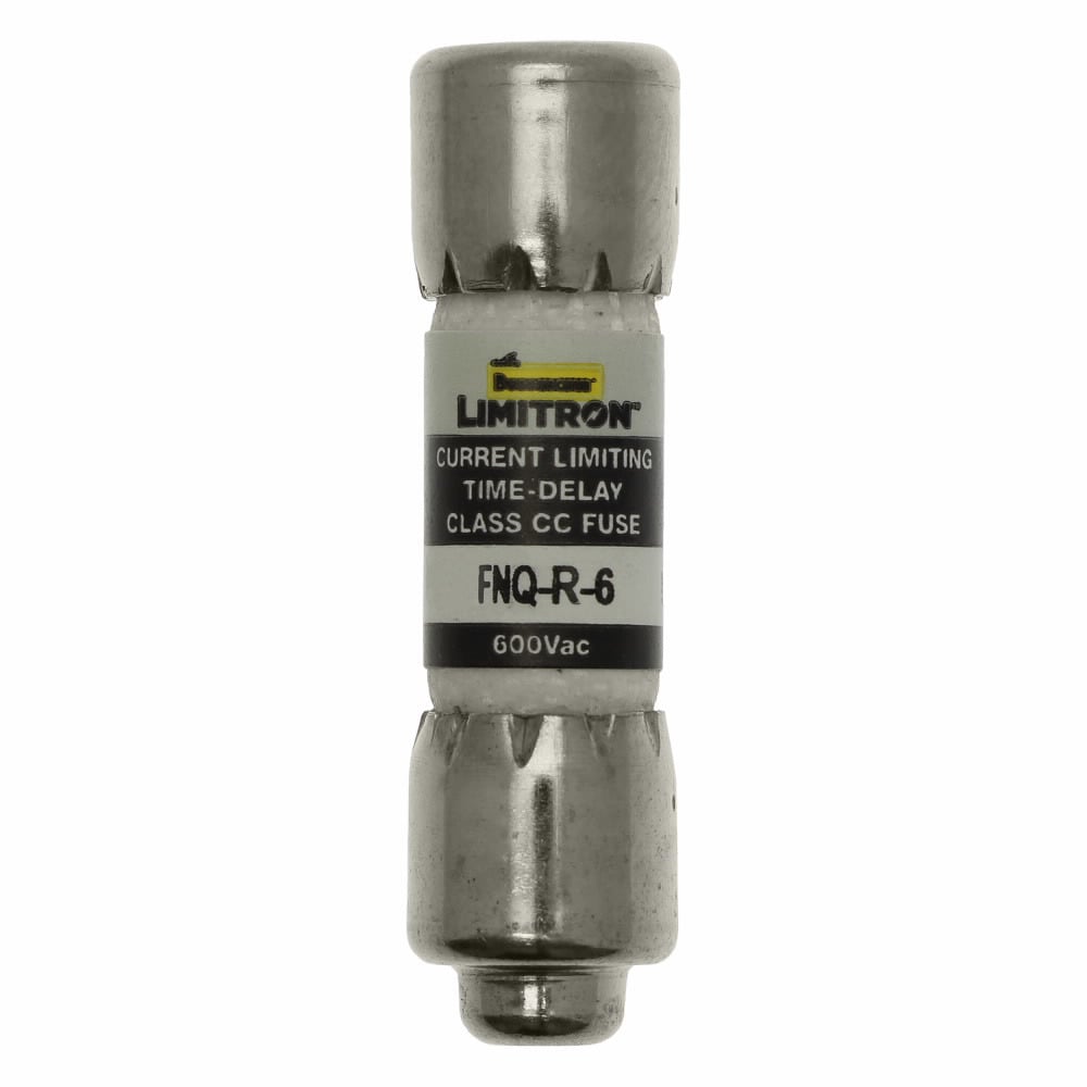 Eaton Bussmann series FNQ-R fuse, 6 A, Class CC, Non-indicating, Ferrule end x ferrule end, 12 sec at 200%, 200 kAIC, Melamine tube, Standard, 600 V