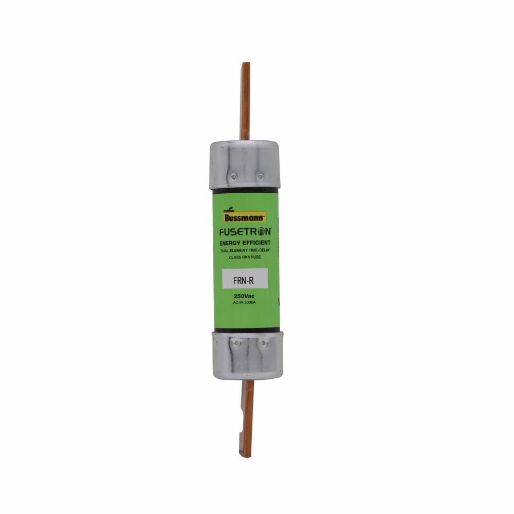 Eaton Bussmann series FRN-R fuse, 90 A, Dual, Class RK5, Non-indicating, Blade end x blade end, 10 sec at 500%, 200 kAIC at 250 V,20 kAIC at 125 Vdc, Standard, 250 V, 125 Vdc
