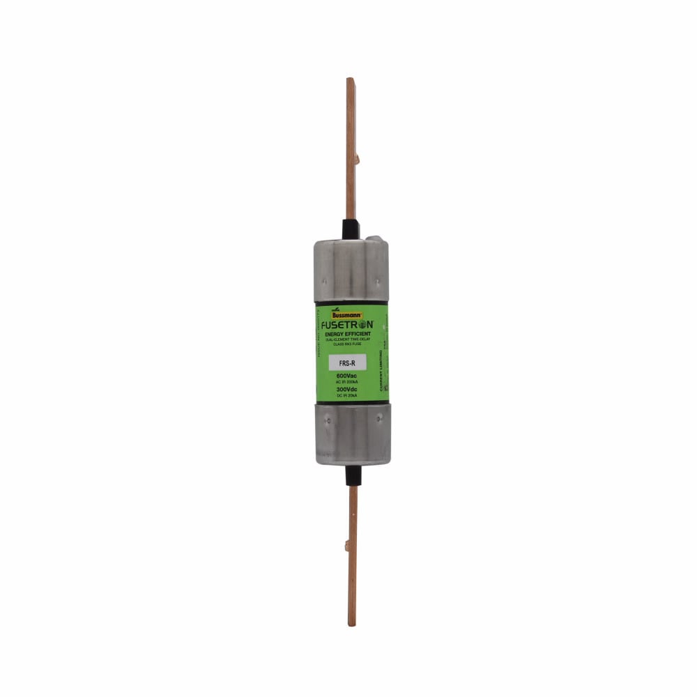 Eaton Bussmann series FRS-R fuse, 100 A, Dual, Class RK5, Non-indicating, Blade end x blade end, 10 sec at 500%, 20 kAIC at 300 Vdc,200 kAIC at 600 V, Standard, 600 V, 300 Vdc