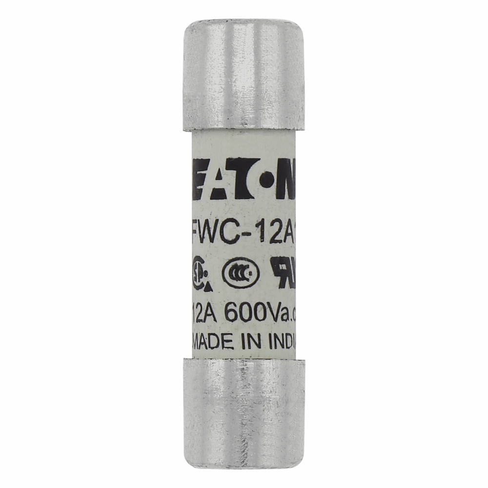 Eaton Bussmann series FWC high speed cylindrical fuse, 500 Vac/dc (35-800A only), 12A, 200 kAIC Vac, 50 kAIC at 700 Vdc, Non Indicating, High speed fuse, Ferrule end X ferrule end
