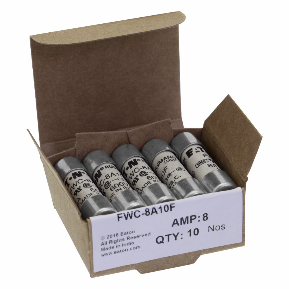 Eaton Bussmann series FWC high speed cylindrical fuse, 500 Vac, 500 Vdc, 8A, 200 kAIC Vac, 50 kAIC at 700 Vdc, Non Indicating, High speed fuse, Ferrule end X ferrule end