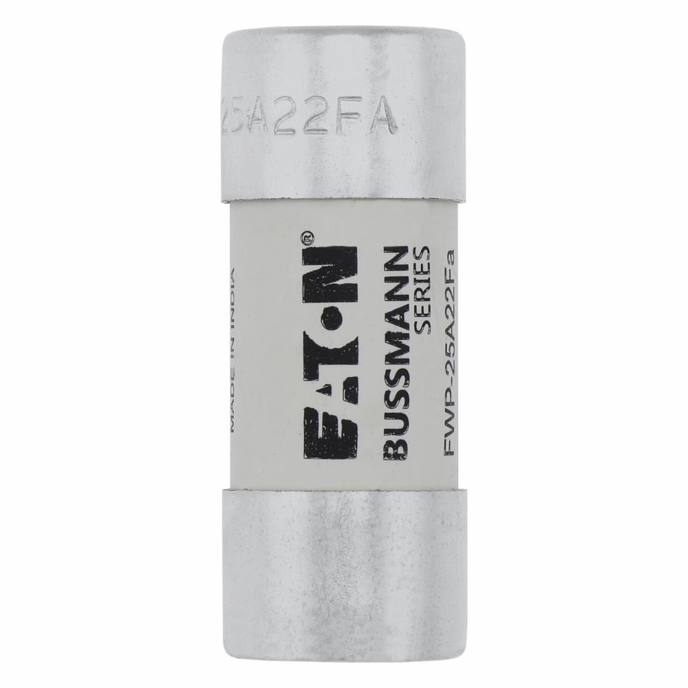 Eaton Bussmann series FWP high speed fuse, 700 Vac (IEC), 700 Vdc (UL), 25A, 200 kAIC at 300 Vdc, 50 kAIC at 300 Vdc, Non Indicating, High speed fuse, Ferrule end X ferrule end, Class aR, White, Ceramic