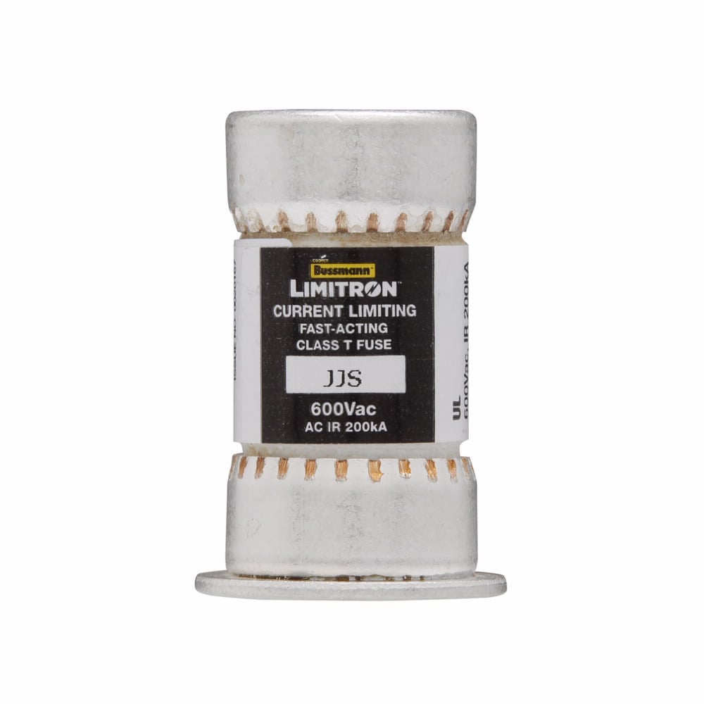 Eaton Bussmann series JJS fuse, Current-limiting very fast acting fuse, Small footprint, VFD line protection, 50 A, Class T, Non-indicating, Ferrule end x ferrule end, 200 kAIC at 600 V, Standard, 10, 600 V