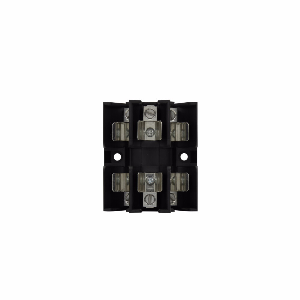 Eaton Bussmann series JP pyramid fuse block, Pyramid fuse block, 30 A, Class J, 200 kA, Screw with pressure plate, 200 kAIC, Thermoplastic, Panel, 600 Vac/dc, For use with LPJ, DFJ, JKS fuse, #14-10 AWG Cu/Al