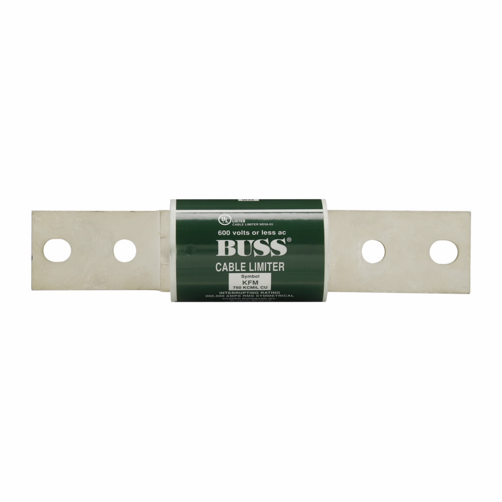 Eaton Bussmann series KDP cable limiter, 200 kAIC, Center bolt end X offset bolted end, Cable: Copper, 1.88, Inch, Copper: 500 kcmil, Aluminum: 500 kcmil, Non Indicating