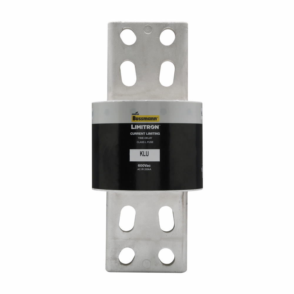 Eaton Bussmann series KLU fuse, LIMITRON Fast-acting fuse, 3000 A, Class L, Non-indicating, Bolted blade end x bolted blade end, 5 sec at 500%, 200 kAIC at 600 Vac, Bolt, Standard, 1, 600 V