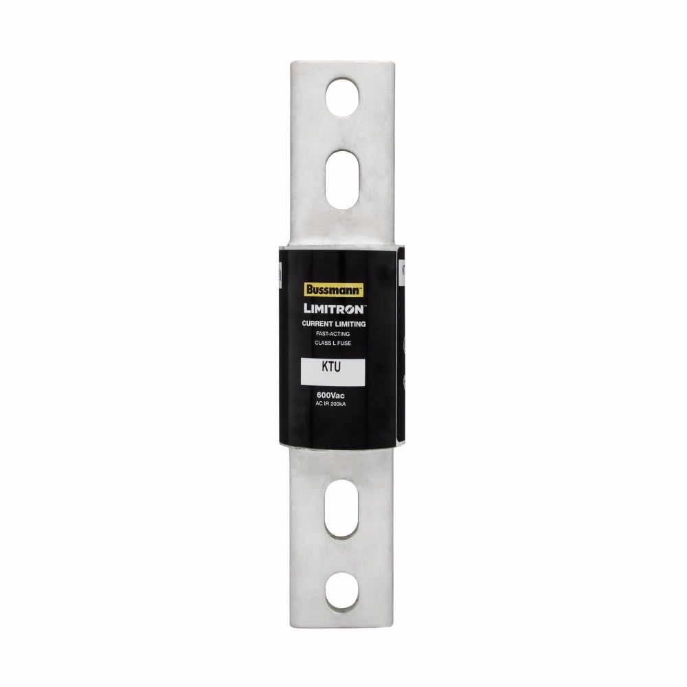 Eaton Bussmann series KTU fuse, LIMITRON Fast-acting fuse, 1200 A, Class L, Non-indicating, Bolted blade end x bolted blade end, 200 kAIC at 600 Vac, Silver-plated end bells,Melamine glass tube, Bolt, Standard, 600 V