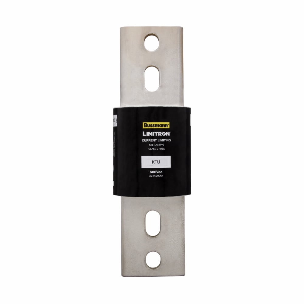Eaton Bussmann series KTU fuse, LIMITRON Fast-acting fuse, 2000 A, Class L, Non-indicating, Bolted blade end x bolted blade end, 200 kAIC at 600 Vac, Silver-plated end bells,Melamine glass tube, Bolt, Standard, 600 V
