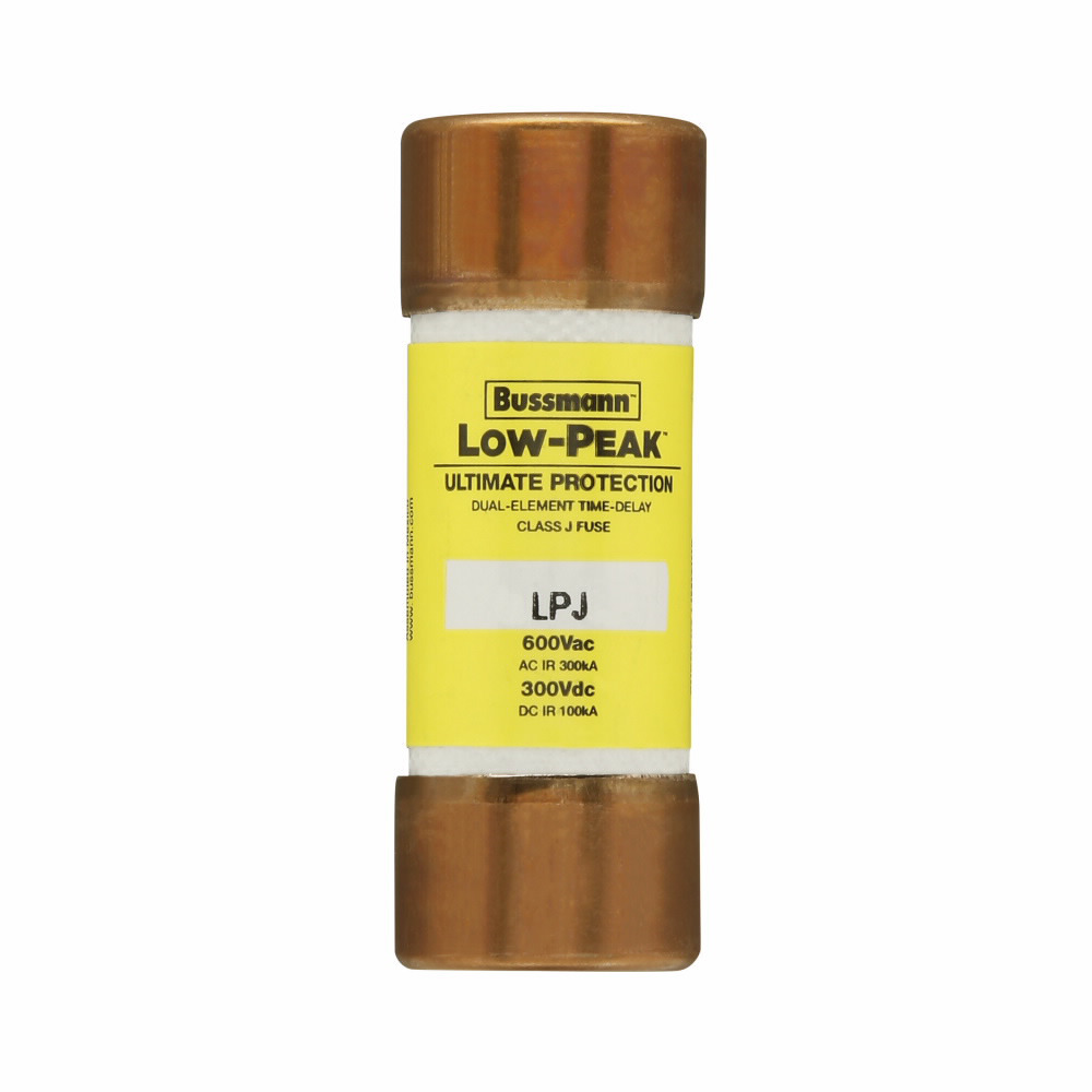 Eaton Bussmann series LPJ fuse, Low-peak fuse, 4 A, Dual, Class J, Non-indicating, Ferrule end x ferrule end, Time delay,Current-limiting, 10 sec at 500%, 300 kAIC at 600 V,100 kAIC Vdc, Standard, 600 V, 300 Vdc