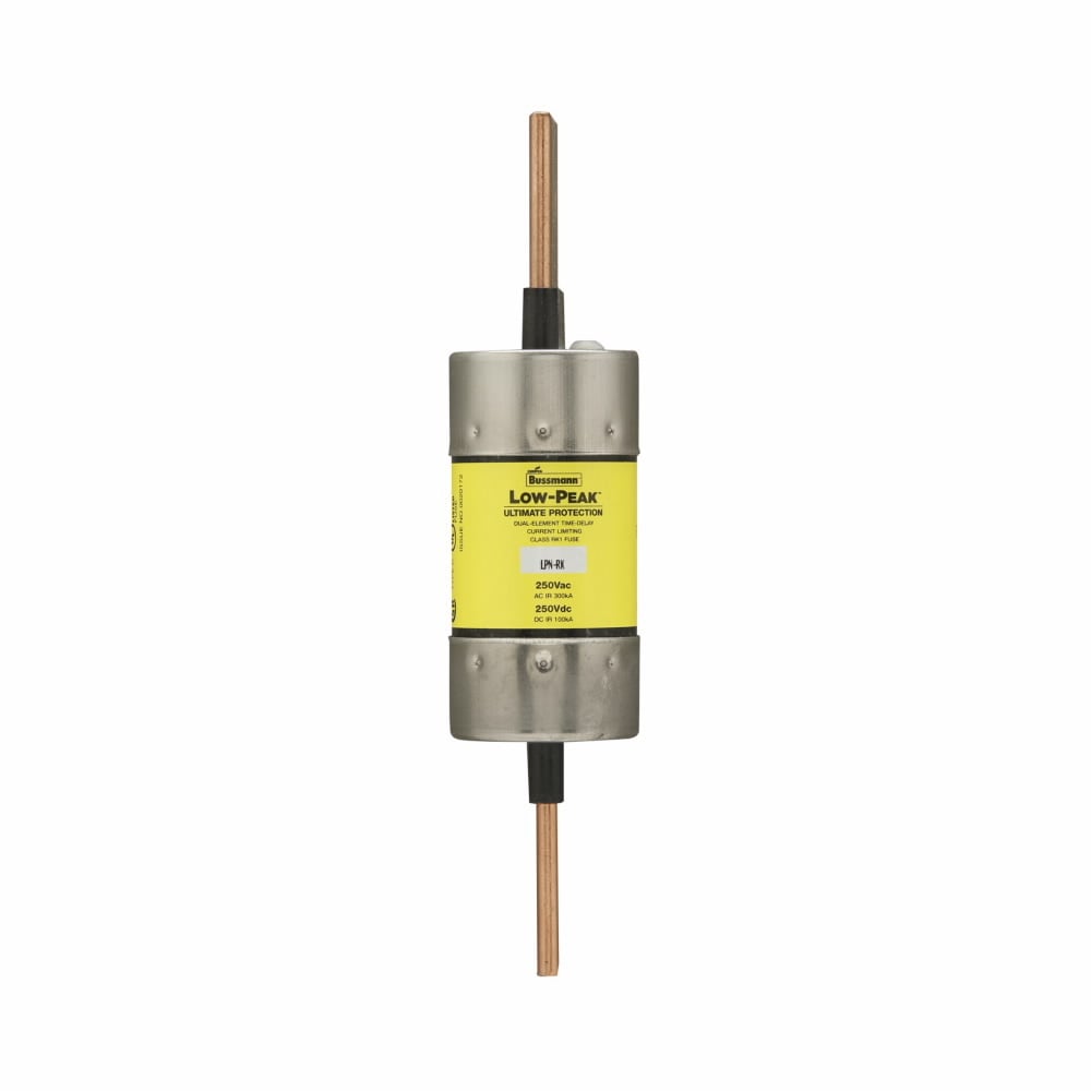 Eaton Bussmann series LPN-RK fuse, Low-peak fuse, 200 A, Dual, Class RK1, Non-indicating, Blade end x blade end, Time delay,Current-limiting, 300 kAIC at 250 V,100 kAIC at 250 Vdc, Standard, 1, 250 V, 250 Vdc