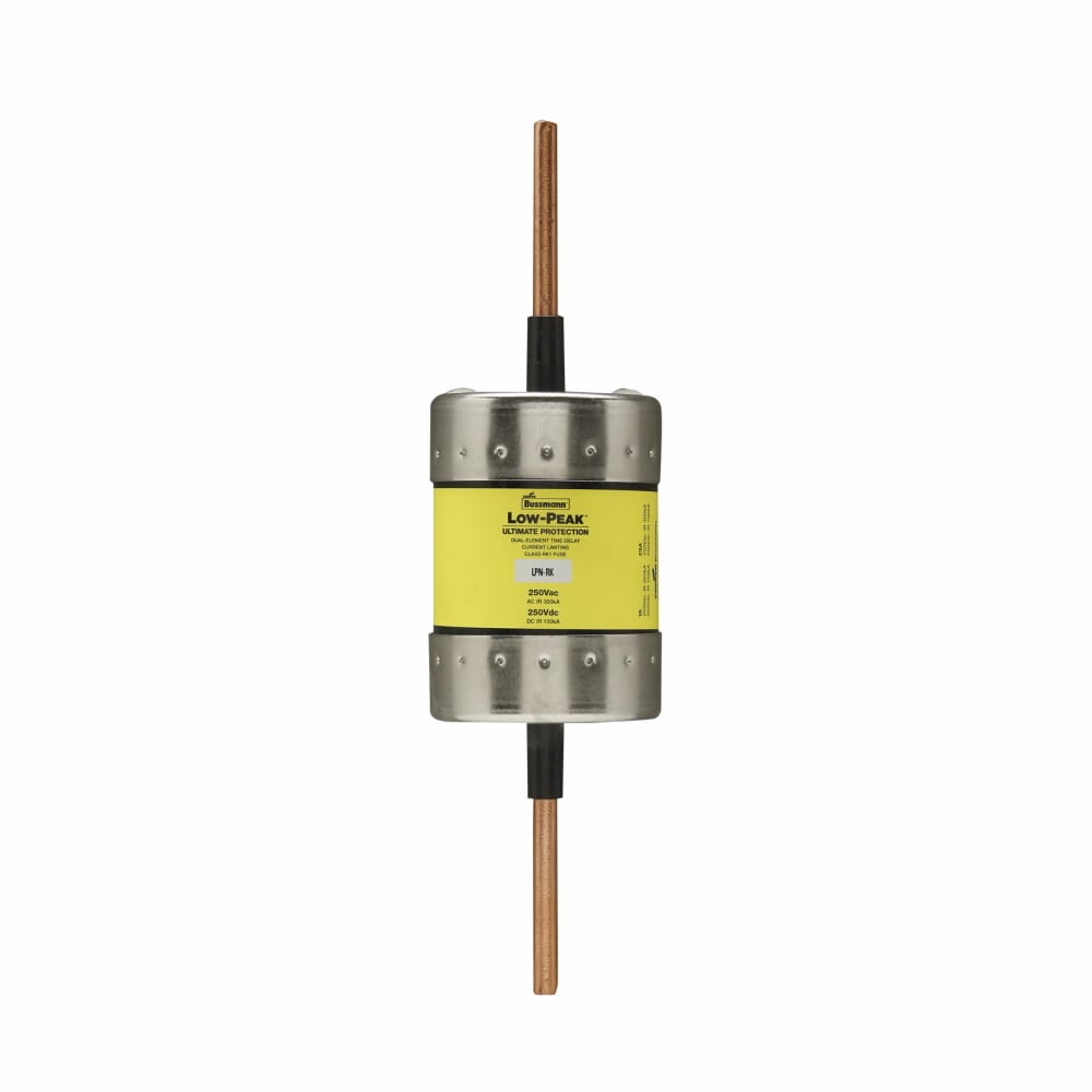 Eaton Bussmann series LPN-RK fuse, Low-peak fuse, 225 A, Dual, Class RK1, Non-indicating, Blade end x blade end, Time delay,Current-limiting, 300 kAIC at 250 V,100 kAIC at 250 Vdc, Standard, 1, 250 V, 250 Vdc