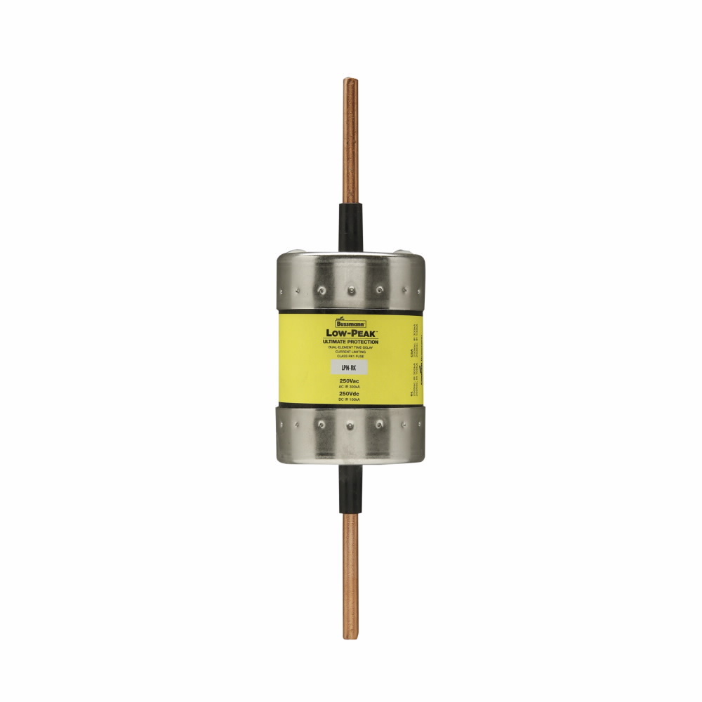 Eaton Bussmann series LPN-RK fuse, Low-peak fuse, 400 A, Dual, Class RK1, Non-indicating, Blade end x blade end, Time delay,Current-limiting, 300 kAIC at 250 V,100 kAIC at 250 Vdc, Standard, 1, 250 V, 250 Vdc