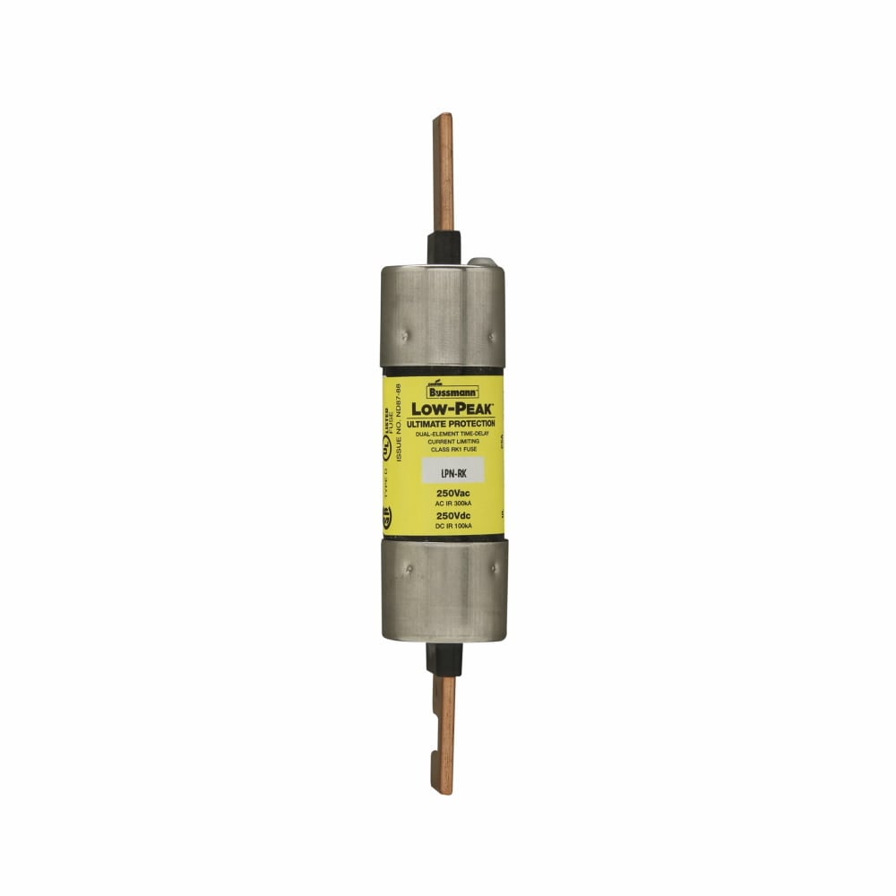 Eaton Bussmann series LPN-RK fuse, Low-peak fuse, 80 A, Dual, Class RK1, Non-indicating, Blade end x blade end, Time delay,Current-limiting, 100 kAIC at 250 Vdc,300 kAIC at 250 V, Standard, 5, 250 V, 250 Vdc