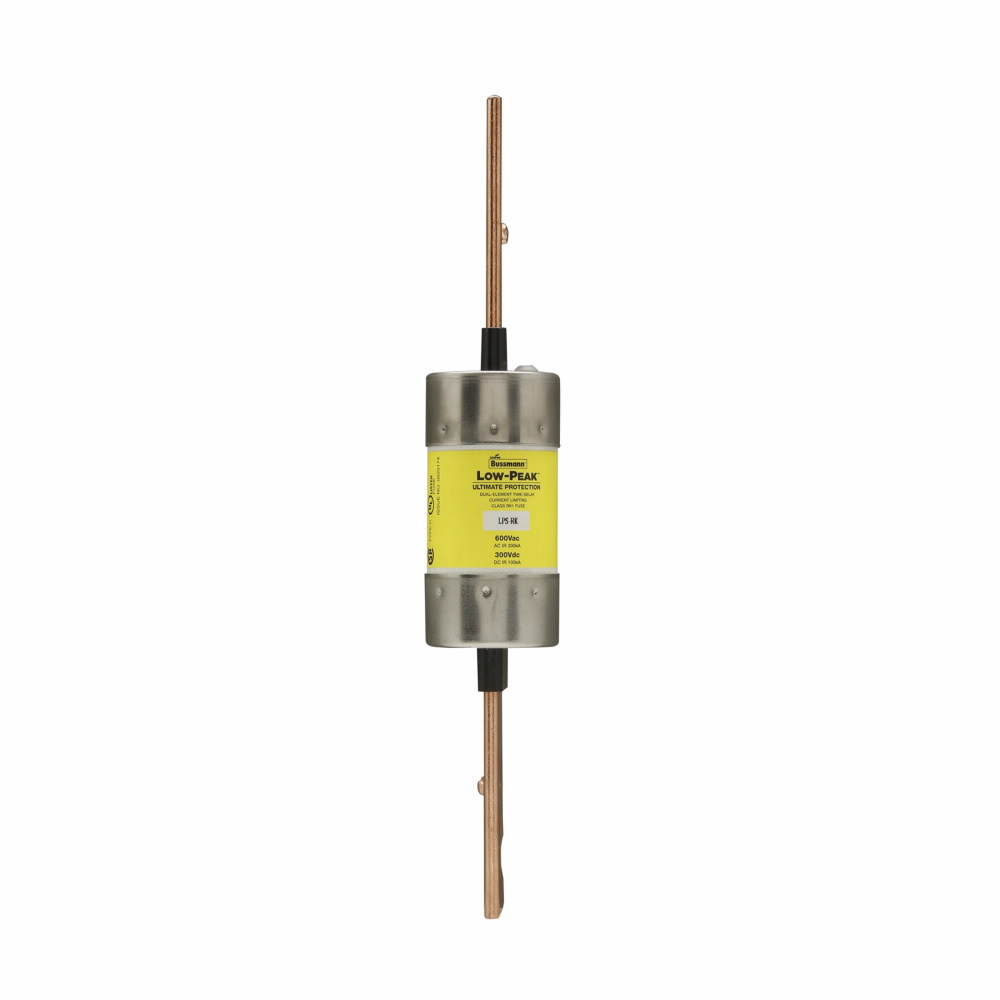 Eaton Bussmann series LPS-RK fuse, Low-peak fuse, 110 A, Dual, Class RK1, Non-indicating, Blade end x blade end, Time delay,Current-limiting, 100 kAIC at 300 Vdc,300 kAIC at 600 V, Standard, 1, 600 V, 300 Vdc