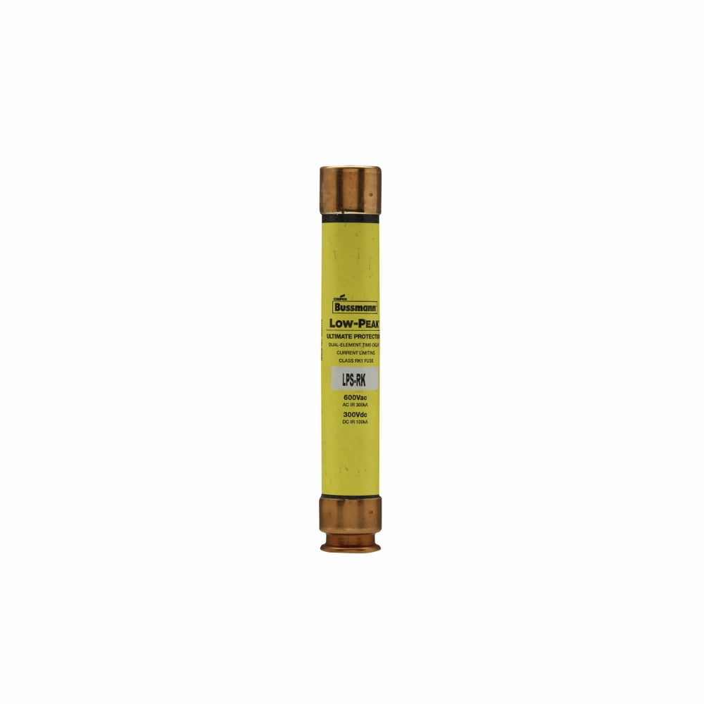 Eaton Bussmann series LPS-RK fuse, Low-peak fuse, 0.2 A, Dual, RK1, Non-indicating, Time delay,Current-limiting, 10 sec at 500%, 100 kAIC at 300 Vdc,300 kAIC at 600 V, Standard, 10, 600 V, 300 Vdc