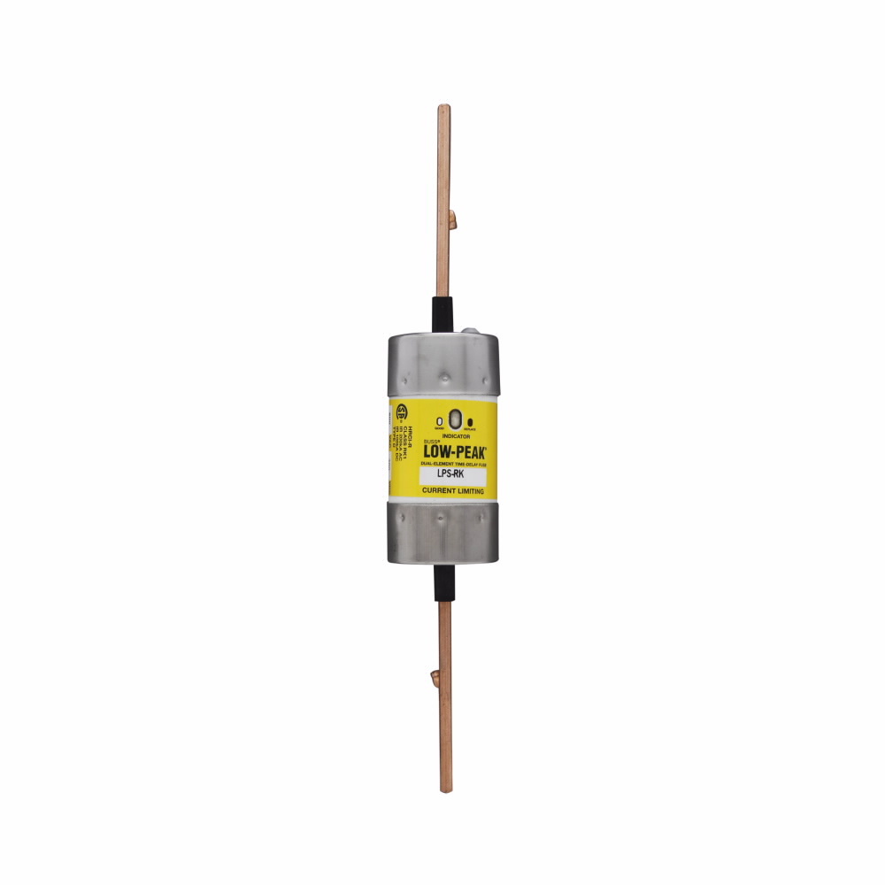 Eaton Bussmann series LPS-RK fuse, Low-peak fuse, 200 A, Dual, Class RK1, With Indicator, Blade end x blade end, Time delay,Current-limiting, 300 kAIC at 600 V,100 kAIC at 300 Vdc, Standard, 1, 600 V, 300 Vdc