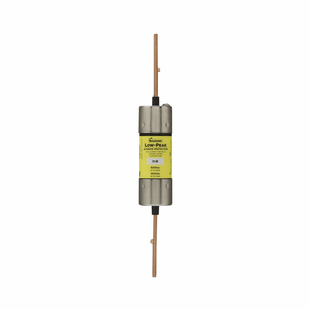 Eaton Bussmann series LPS-RK fuse, Low-peak fuse, 80 A, Dual, Class RK1, Non-indicating, Blade end x blade end, Time delay,Current-limiting, 300 kAIC at 600 V,100 kAIC at 300 Vdc, Standard, 1, 600 V, 300 Vdc