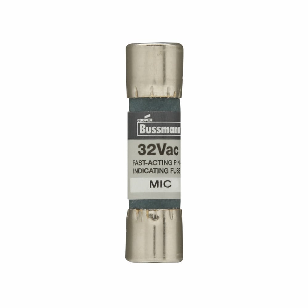Eaton Bussmann series MIC fuse, Fast acting Midget fuse, Control circuits, PLC circuits, electronic circuits, 25 A, Non-indicating, 10 kAIC at 32 Vac, Nickel-plated bronze endcap,Fiber tube, Standard, 32 V