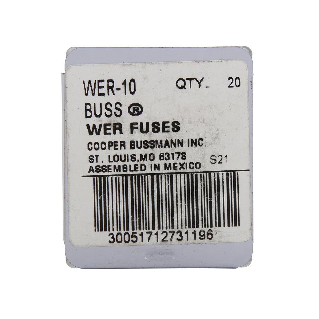 Eaton Bussmann series Type WER telecommunication fuse, 32 Vdc, 0.50A, Non Indicating, Non-indicating, Flat