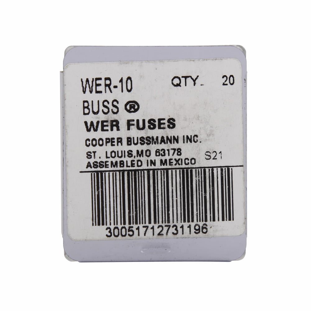 Eaton Bussmann series Type WER telecommunication fuse, 32 Vdc, 3A, Non Indicating, Non-indicating, Flat