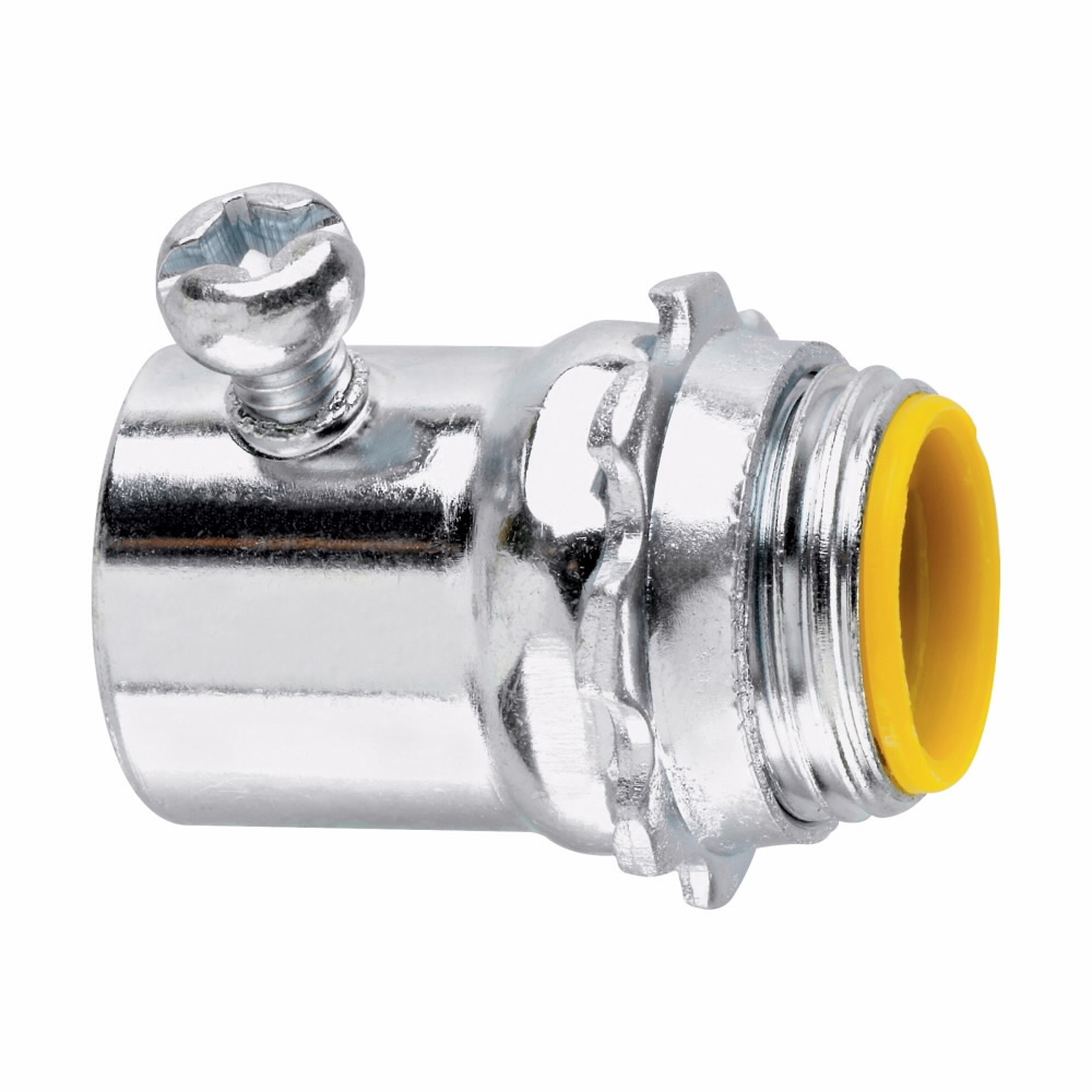Eaton Crouse-Hinds series EMT set screw type connector, EMT, Straight, Insulated, Steel, 1/2"