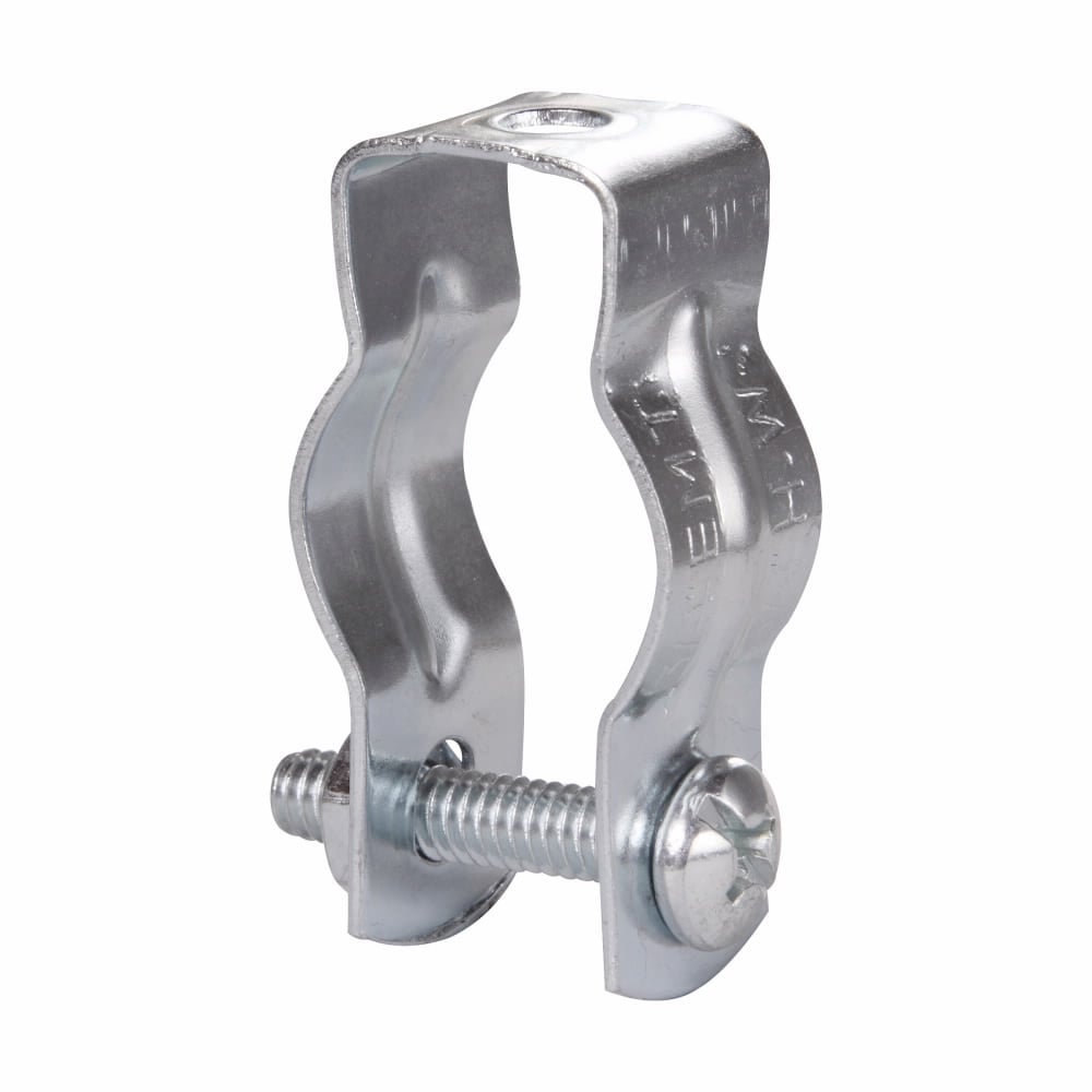 Eaton Crouse-Hinds series rigid/IMC cable and conduit hanger, EMT and rigid/IMC, 1-1/2" EMT conduit size, Steel, 1-1/4" rigid conduit size, With bolt
