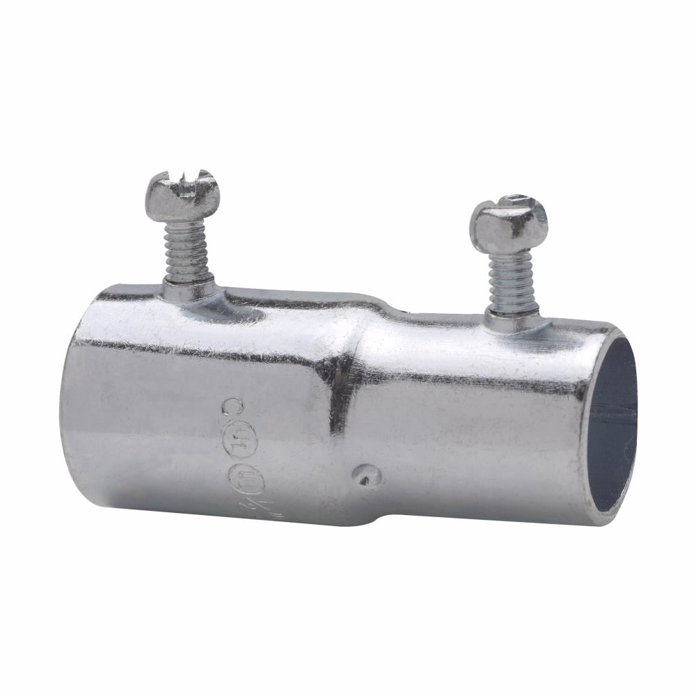 Eaton Crouse-Hinds series EMT combination coupling, EMT (set screw) to rigid (set screw), Zinc plated steel, Combination type, 3/4"-3/4"