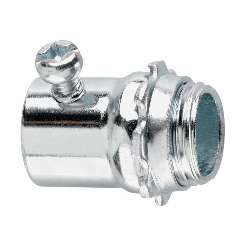 Eaton Crouse-Hinds series EMT set screw type connector, EMT, Straight, Non-insulated, Steel, 1/2"