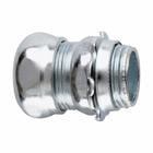 650S Non-Insulated Straight Compression Connector, 1/2 in Trade, For Use With EMT Conduit, Steel, Zinc Plated
