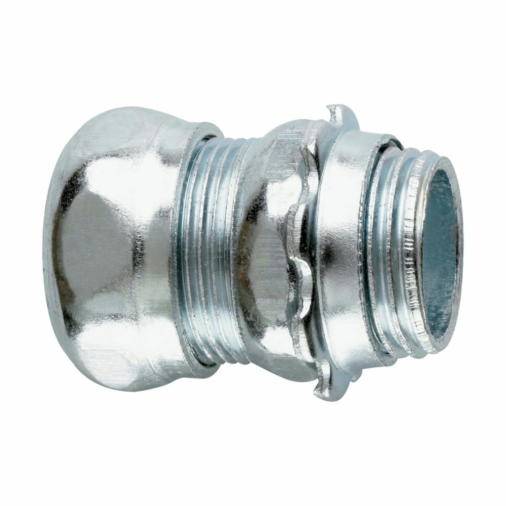 Eaton Crouse-Hinds series EMT compression connector, EMT, Straight, Non-insulated, Steel, Threadless, 3/4"