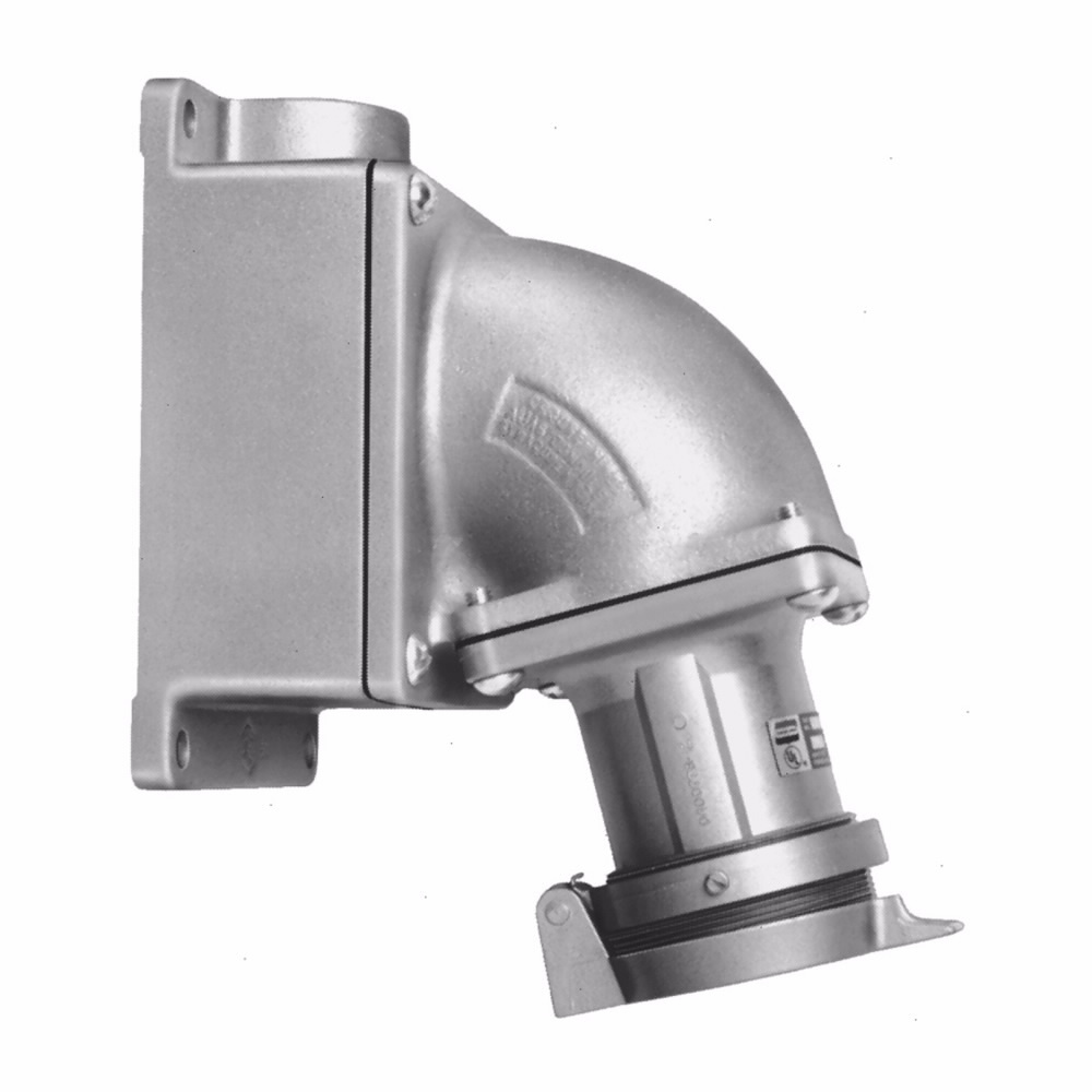 Eaton Crouse-Hinds series Arktite AREA receptacle assembly, 100A, Four-wire, four-pole, 50-400 Hz, Style 1, Copper-free aluminum, Spring door, 1-1/2", 600 Vac/250 Vdc