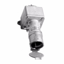 Eaton Crouse-Hinds series Arktite CESD receptacle, 7A/30A, Through feed, 2-wire, 3-pole, Brass or copper contacts, Style 2, 0.5 HP/1.5 HP, Copper-free alum, Single-phase, Spring door, 3/4", Delayed action circuit breaking, 120-240/480 Vac