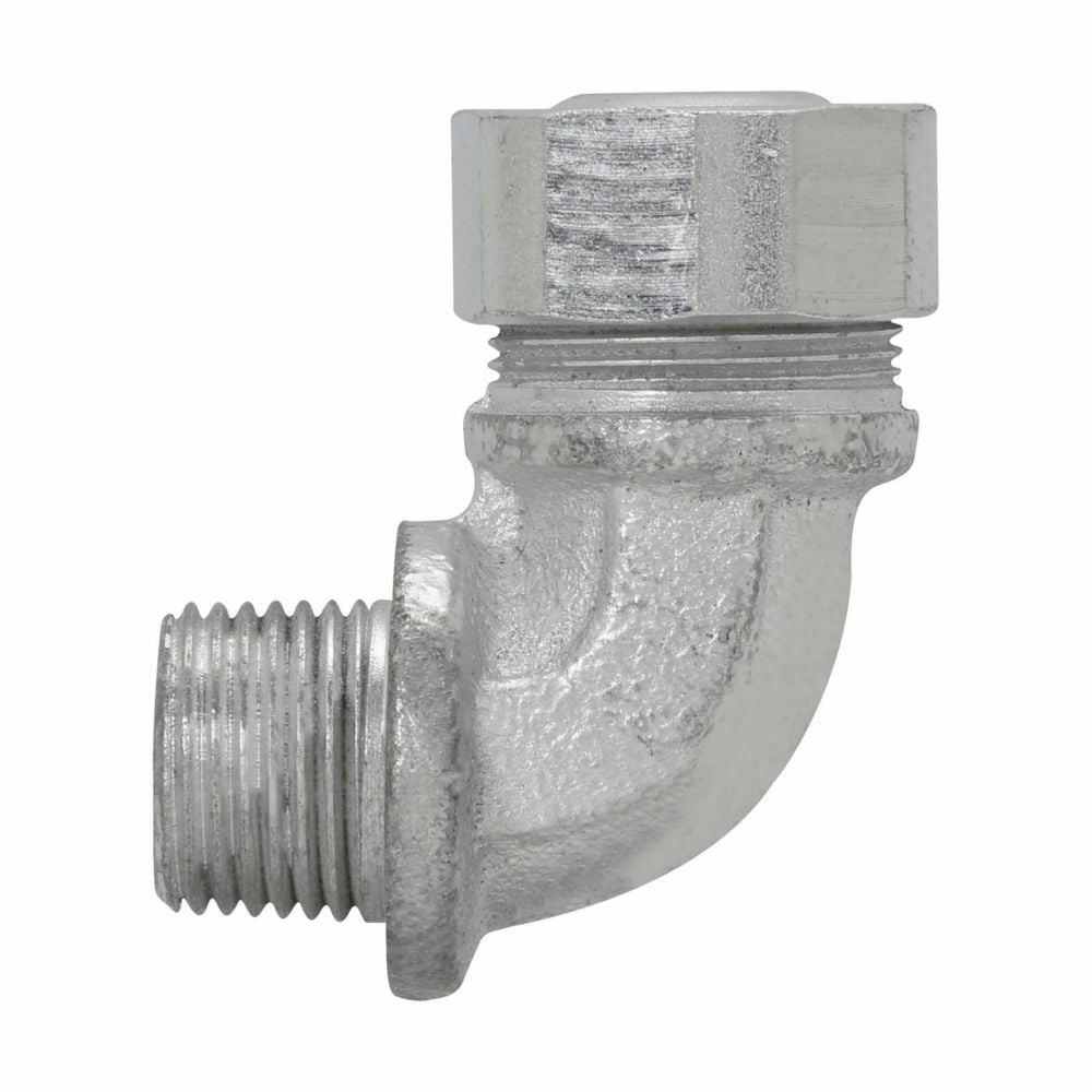 Eaton Crouse-Hinds series CG color-coded cord grip, Cable range min/max: 0.15-0.25", Red, 90 angle, Steel, 1/2"