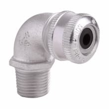 Eaton Crouse-Hinds series CGE cable gland, Cable range min/max: 0.375-0.500", Non-armoured and tray cable, 90 angle, Non-armoured gland, Feraloy iron alloy, General purpose, Sealing gasket and locknut, 3/4" NPT